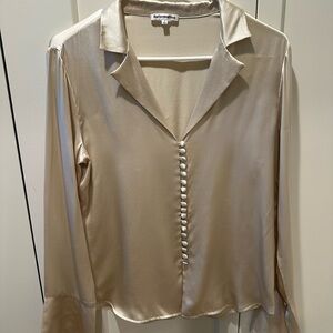 Reformation Beige Satin Blouse